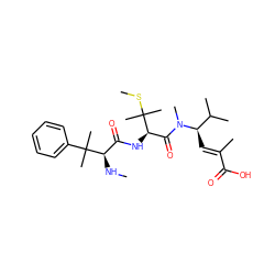 CN[C@H](C(=O)N[C@H](C(=O)N(C)[C@H](/C=C(\C)C(=O)O)C(C)C)C(C)(C)SC)C(C)(C)c1ccccc1 ZINC000013583072