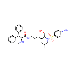 CN[C@H](C(=O)NCCCC[C@@H](CO)N(CC(C)C)S(=O)(=O)c1ccc(N)cc1)[C@@H](c1ccccc1)[C@@H]1C=CC=CC1 ZINC000169702514