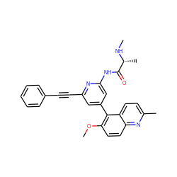 CN[C@H](C)C(=O)Nc1cc(-c2c(OC)ccc3nc(C)ccc23)cc(C#Cc2ccccc2)n1 ZINC001772593438