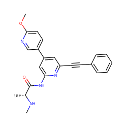 CN[C@H](C)C(=O)Nc1cc(-c2ccc(OC)nc2)cc(C#Cc2ccccc2)n1 ZINC001772625086