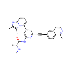 CN[C@H](C)C(=O)Nc1cc(-c2cccc3nc(C)c(C)n23)cc(C#Cc2ccc3c(C)nccc3c2)n1 ZINC001772653787