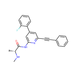 CN[C@H](C)C(=O)Nc1cc(-c2ccccc2F)cc(C#Cc2ccccc2)n1 ZINC001772643269