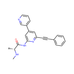 CN[C@H](C)C(=O)Nc1cc(-c2cccnc2)cc(C#Cc2ccccc2)n1 ZINC001772606604