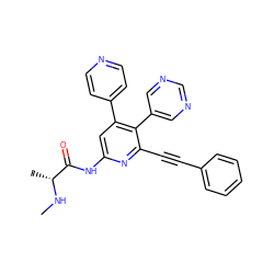 CN[C@H](C)C(=O)Nc1cc(-c2ccncc2)c(-c2cncnc2)c(C#Cc2ccccc2)n1 ZINC001772621632