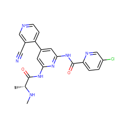 CN[C@H](C)C(=O)Nc1cc(-c2ccncc2C#N)cc(NC(=O)c2ccc(Cl)cn2)n1 ZINC001772587010