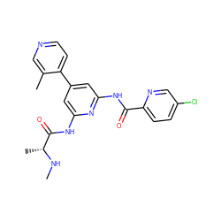 CN[C@H](C)C(=O)Nc1cc(-c2ccncc2C)cc(NC(=O)c2ccc(Cl)cn2)n1 ZINC001772646880