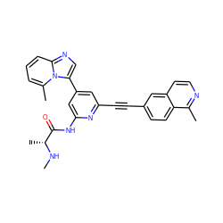 CN[C@H](C)C(=O)Nc1cc(-c2cnc3cccc(C)n23)cc(C#Cc2ccc3c(C)nccc3c2)n1 ZINC001772644482