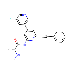 CN[C@H](C)C(=O)Nc1cc(-c2cncc(F)c2)cc(C#Cc2ccccc2)n1 ZINC001772572364