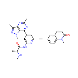 CN[C@H](C)C(=O)Nc1cc(-c2nc(C)nc3c(C)nn(C)c23)cc(C#Cc2ccc3c(ccc(=O)n3C)c2)n1 ZINC001772601255