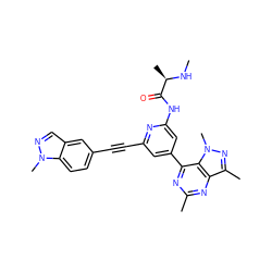 CN[C@H](C)C(=O)Nc1cc(-c2nc(C)nc3c(C)nn(C)c23)cc(C#Cc2ccc3c(cnn3C)c2)n1 ZINC001772627685