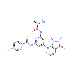 CN[C@H](C)C(=O)Nc1cc(-c2nccc3c(=O)n(C)n(C)c23)cc(NC(=O)c2ccc(Cl)cn2)n1 ZINC001772614822