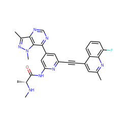 CN[C@H](C)C(=O)Nc1cc(-c2ncnc3c(C)nn(C)c23)cc(C#Cc2cc(C)nc3c(F)cccc23)n1 ZINC001772571991