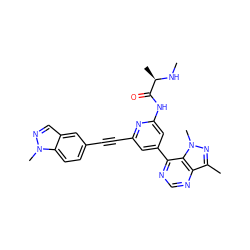 CN[C@H](C)C(=O)Nc1cc(-c2ncnc3c(C)nn(C)c23)cc(C#Cc2ccc3c(cnn3C)c2)n1 ZINC001772624015