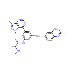 CN[C@H](C)C(=O)Nc1cc(-c2ncnc3c(C)nn(C)c23)cc(C#Cc2ccc3nc(C)ccc3c2)n1 ZINC001772608267