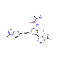 CN[C@H](C)C(=O)Nc1cc(-c2ncnc3c(C)nn(C)c23)cc(C#Cc2ccn3c(C)ncc3c2)n1 ZINC001772639685