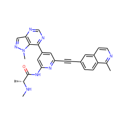 CN[C@H](C)C(=O)Nc1cc(-c2ncnc3cnn(C)c23)cc(C#Cc2ccc3c(C)nccc3c2)n1 ZINC001772605364