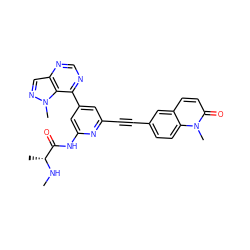 CN[C@H](C)C(=O)Nc1cc(-c2ncnc3cnn(C)c23)cc(C#Cc2ccc3c(ccc(=O)n3C)c2)n1 ZINC001772574184