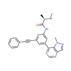 CN[C@H](C)C(=O)Nc1cc(-c2ncnc3cnn(C)c23)cc(C#Cc2ccccc2)n1 ZINC001772641147