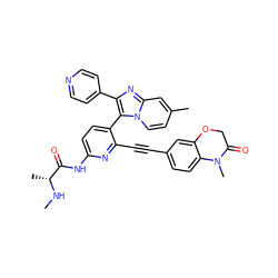 CN[C@H](C)C(=O)Nc1ccc(-c2c(-c3ccncc3)nc3cc(C)ccn23)c(C#Cc2ccc3c(c2)OCC(=O)N3C)n1 ZINC000205793233