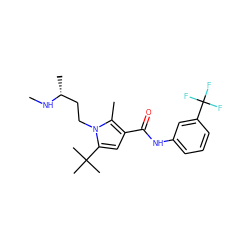 CN[C@H](C)CCn1c(C(C)(C)C)cc(C(=O)Nc2cccc(C(F)(F)F)c2)c1C ZINC000205360156