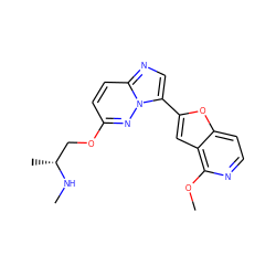 CN[C@H](C)COc1ccc2ncc(-c3cc4c(OC)nccc4o3)n2n1 ZINC000205344196