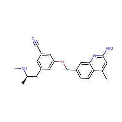 CN[C@H](C)Cc1cc(C#N)cc(OCc2ccc3c(C)cc(N)nc3c2)c1 ZINC001772600176