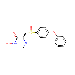 CN[C@H](CS(=O)(=O)c1ccc(Oc2ccccc2)cc1)C(=O)NO ZINC000026656399