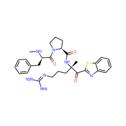 CN[C@H](Cc1ccccc1)C(=O)N1CCC[C@H]1C(=O)N[C@@](C)(CCCN=C(N)N)C(=O)c1nc2ccccc2s1 ZINC000014954532