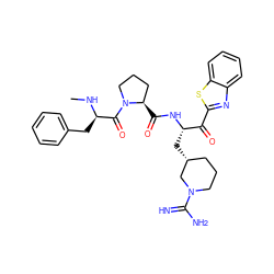 CN[C@H](Cc1ccccc1)C(=O)N1CCC[C@H]1C(=O)N[C@@H](C[C@@H]1CCCN(C(=N)N)C1)C(=O)c1nc2ccccc2s1 ZINC000014954558