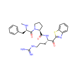 CN[C@H](Cc1ccccc1)C(=O)N1CCC[C@H]1C(=O)N[C@@H](CCCNC(=N)N)C(=O)c1nc2ccccc2s1 ZINC000003831641