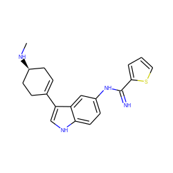 CN[C@H]1CC=C(c2c[nH]c3ccc(NC(=N)c4cccs4)cc23)CC1 ZINC000034806120