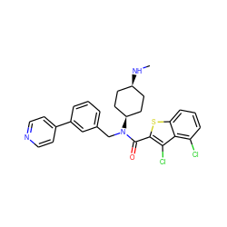 CN[C@H]1CC[C@@H](N(Cc2cccc(-c3ccncc3)c2)C(=O)c2sc3cccc(Cl)c3c2Cl)CC1 ZINC000101549231