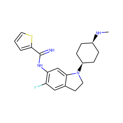 CN[C@H]1CC[C@@H](N2CCc3cc(F)c(NC(=N)c4cccs4)cc32)CC1 ZINC000101472644