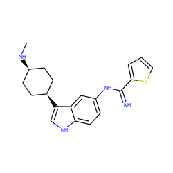 CN[C@H]1CC[C@@H](c2c[nH]c3ccc(NC(=N)c4cccs4)cc32)CC1 ZINC000101509246