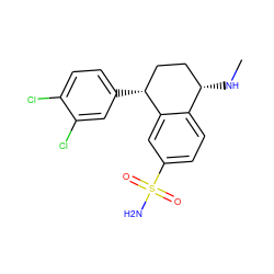 CN[C@H]1CC[C@@H](c2ccc(Cl)c(Cl)c2)c2cc(S(N)(=O)=O)ccc21 ZINC000028572116