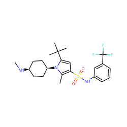 CN[C@H]1CC[C@@H](n2c(C(C)(C)C)cc(S(=O)(=O)Nc3cccc(C(F)(F)F)c3)c2C)CC1 ZINC001772646466