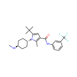 CN[C@H]1CC[C@H](n2c(C(C)(C)C)cc(C(=O)Nc3cccc(C(F)(F)F)c3)c2C)CC1 ZINC001772612329