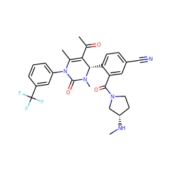 CN[C@H]1CCN(C(=O)c2cc(C#N)ccc2[C@H]2C(C(C)=O)=C(C)N(c3cccc(C(F)(F)F)c3)C(=O)N2C)C1 ZINC001772647091