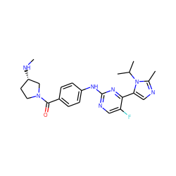 CN[C@H]1CCN(C(=O)c2ccc(Nc3ncc(F)c(-c4cnc(C)n4C(C)C)n3)cc2)C1 ZINC000035262051