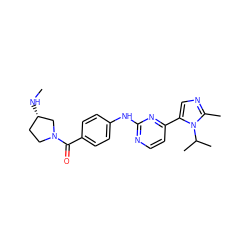 CN[C@H]1CCN(C(=O)c2ccc(Nc3nccc(-c4cnc(C)n4C(C)C)n3)cc2)C1 ZINC000040860907