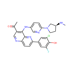 CN[C@H]1CCN(c2ccc(Nc3c(C(C)=O)cnc4ccc(-c5cc(F)c(O)c(Cl)c5)nc34)cn2)C1 ZINC000473213147