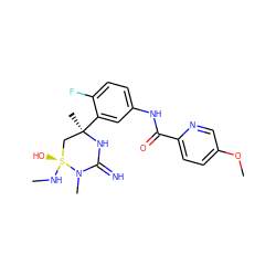 CN[S@]1(O)C[C@@](C)(c2cc(NC(=O)c3ccc(OC)cn3)ccc2F)NC(=N)N1C ZINC001772641589