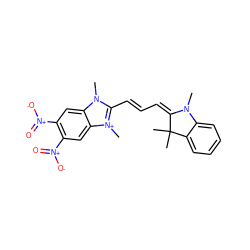 CN1/C(=C/C=C/c2n(C)c3cc([N+](=O)[O-])c([N+](=O)[O-])cc3[n+]2C)C(C)(C)c2ccccc21 ZINC000006134685