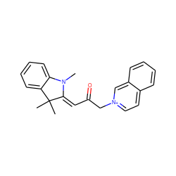 CN1/C(=C\C(=O)C[n+]2ccc3ccccc3c2)C(C)(C)c2ccccc21 ZINC000012550912