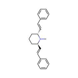 CN1[C@@H](/C=C/c2ccccc2)CCC[C@@H]1/C=C/c1ccccc1 ZINC000013671733