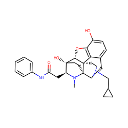 CN1[C@@H](CC(=O)Nc2ccccc2)[C@]2(O)CC[C@]13[C@H]1Cc4ccc(O)c5c4[C@]3(CCN1CC1CC1)[C@H]2O5 ZINC000103145072