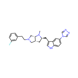 CN1[C@@H](Cc2c[nH]c3ccc(-n4cnnc4)cc23)C[C@@H]2CN(CCc3cccc(F)c3)C[C@@H]21 ZINC000026567260