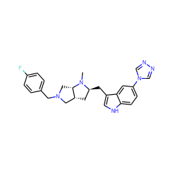 CN1[C@@H](Cc2c[nH]c3ccc(-n4cnnc4)cc23)C[C@@H]2CN(Cc3ccc(F)cc3)C[C@@H]21 ZINC000026504900