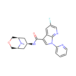 CN1[C@@H]2COC[C@H]1C[C@@H](NC(=O)c1cn(-c3ccccn3)c3ncc(F)cc13)C2 ZINC001772604692