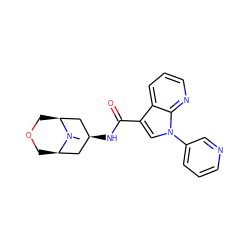 CN1[C@@H]2COC[C@H]1C[C@@H](NC(=O)c1cn(-c3cccnc3)c3ncccc13)C2 ZINC001772587407